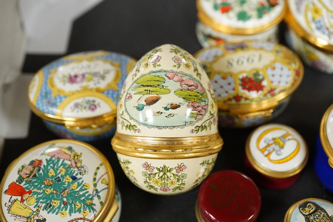 A collection of Halcyon days enamel patch boxes to include one commemorating the Mary Rose ship